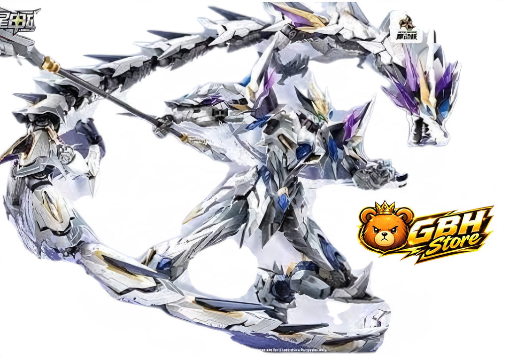 MNP-XH03W (Ao Bing White) warrior robot model kit, featuring a legendary white dragon