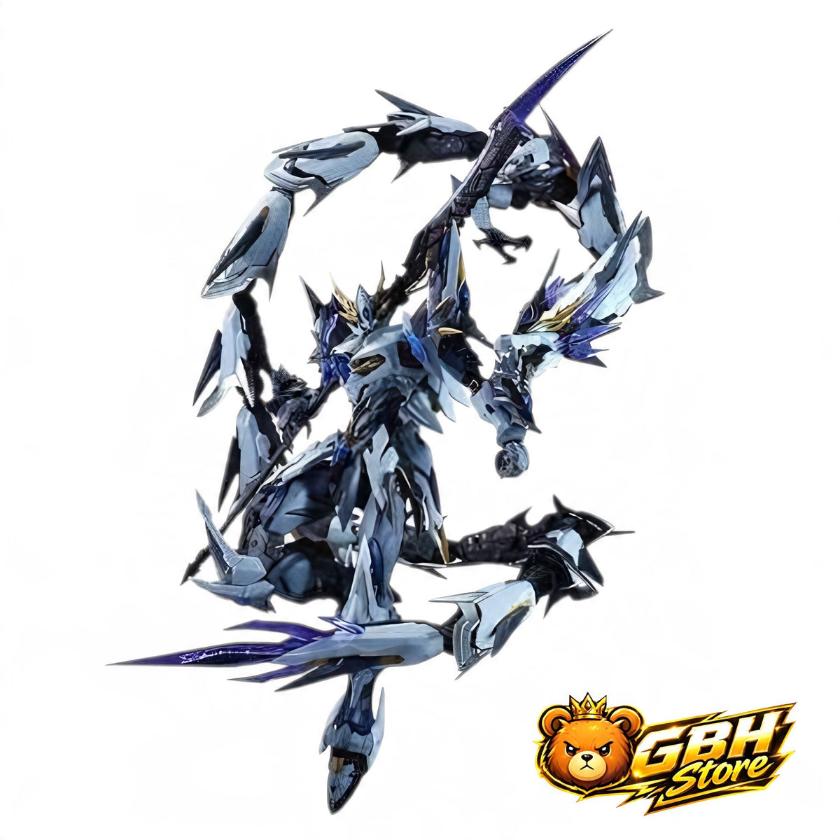 MNP-XH03W (Ao Bing White) warrior robot model kit, featuring a legendary white dragon