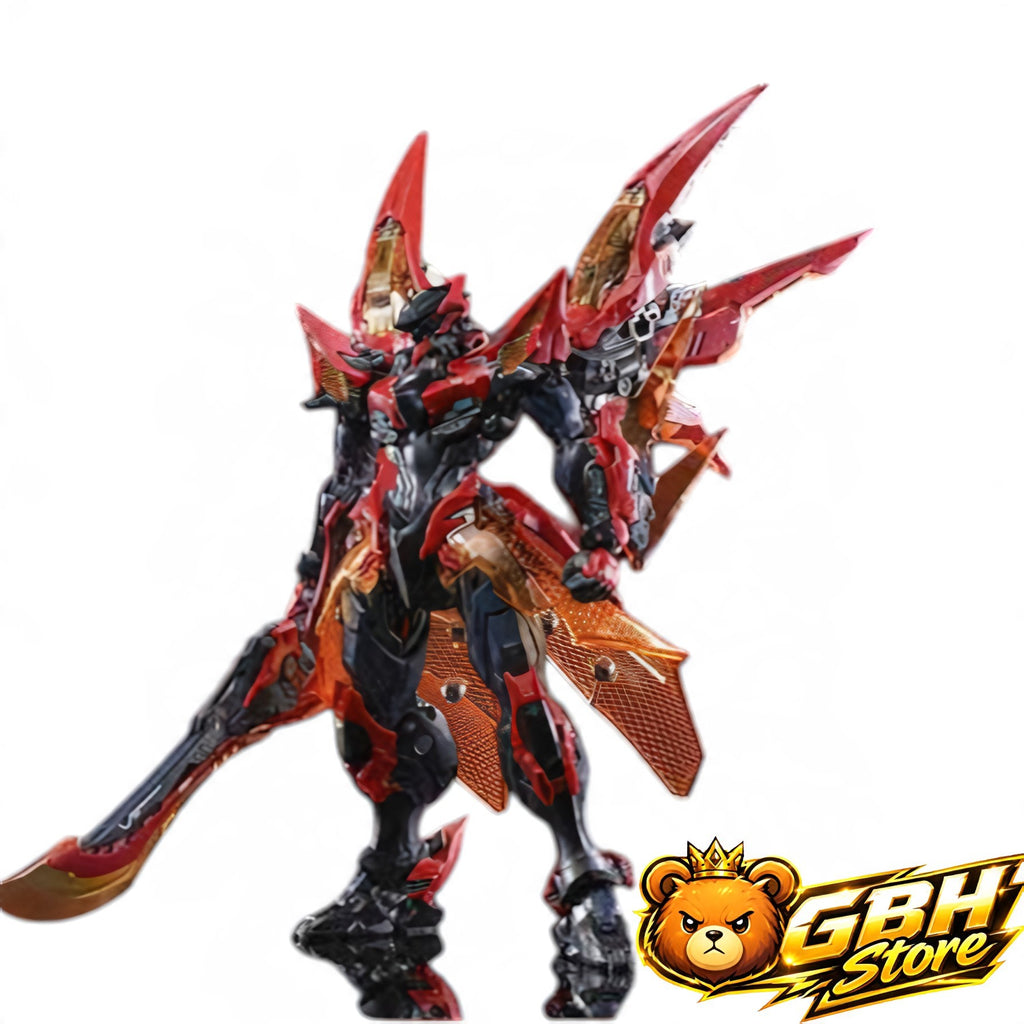 Mô hình robot chiến binh GBH store Crimson Sky Armor màu đỏ đen với chi tiết giáp phức tạp và vũ khí sắc bén